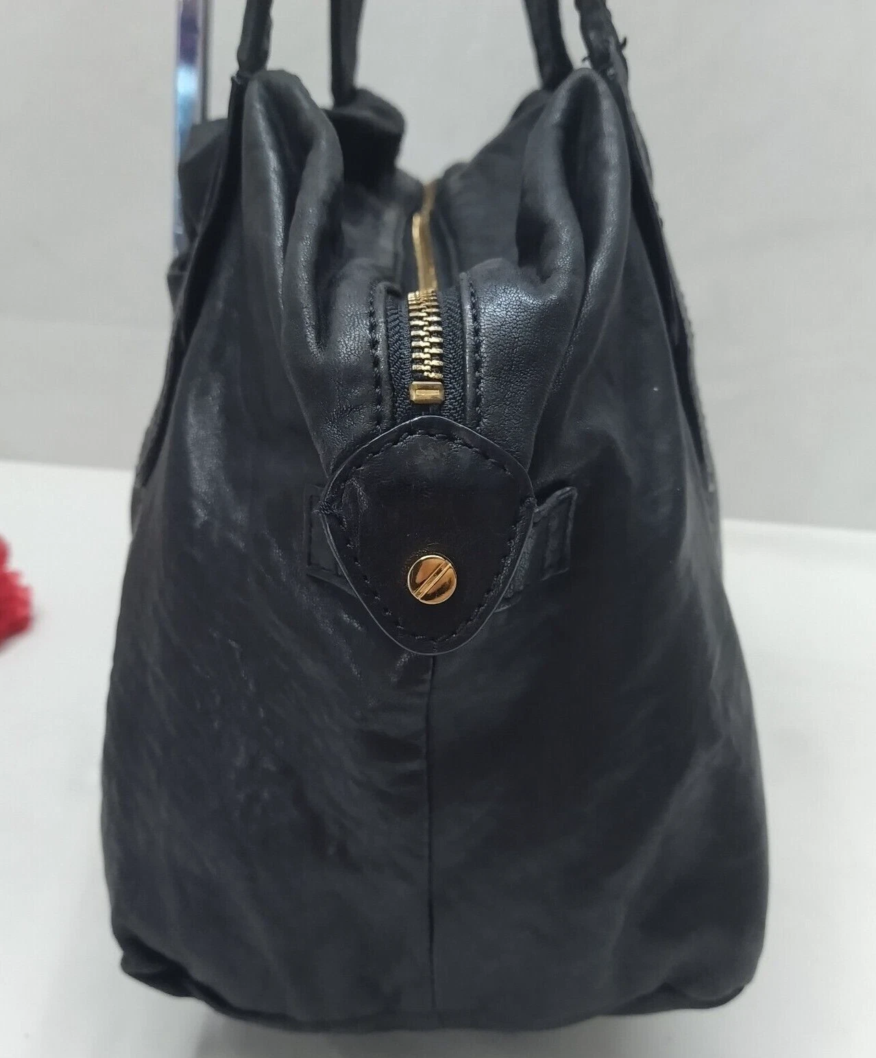 Borsa a tracolla Tory Burch nera in morbida pelle doppio manico con specchio