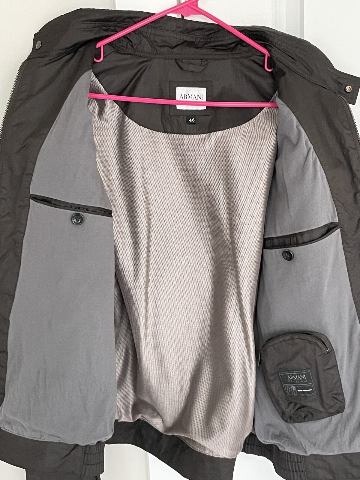 NWT MEN'S ARMANI COLLEZIONI SOLID DARK BROWN ZIP UP JACKET Size 46 image 4
