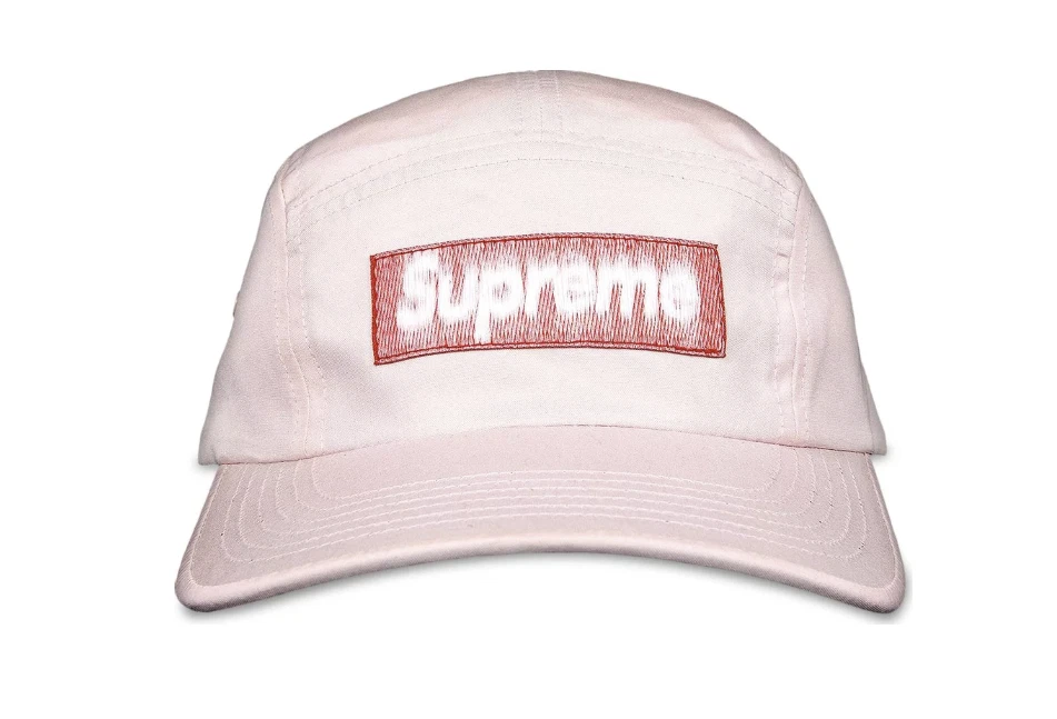 Chapeau de baseball authentique neuf SUPREME INVERSED ÉTIQUETTE CAMP CASQUETTE ROSE OS SS21 W15