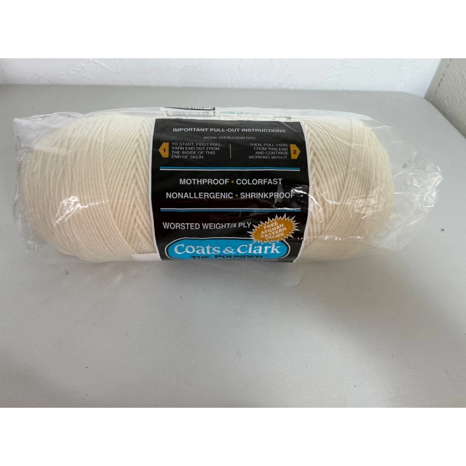 Coats & Clark The Pounder Yarn Eggshell #133 4 Ply Worsted Weight Yarn  AT400 - Image 3 of 4