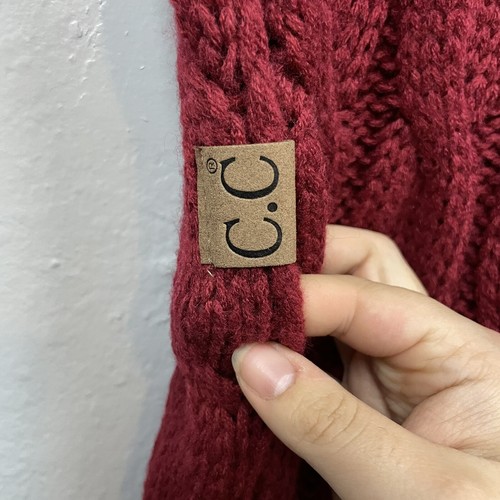 C.C Cable Knit Soft Warm Neck Infinity Scarf 13.5" Wide Dark Red - Picture 4 of 7