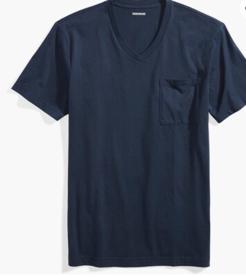 Goodthreads kurzärmliges T-Shirt V-Ausschnitt Tasche marineblau XS neu mit Etikett kostenloser Versand im Vereinigten Königreich