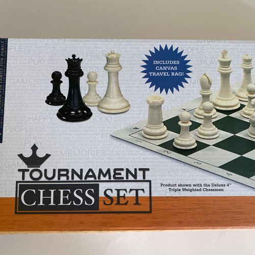 WE Games Complete Tournament Chess Set, Weighted Pieces, Green Board, Travel Bag - Picture 2 of 4