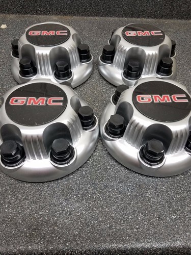 4PCS MATTE SILVER GMC Sierra Yukon Savana 6 Lugs 1500 Center Caps 16" 17" Wheels - Picture 3 of 4