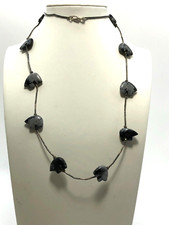 VTG Native American Single Strand FETISH Necklace Black BEAR Agate