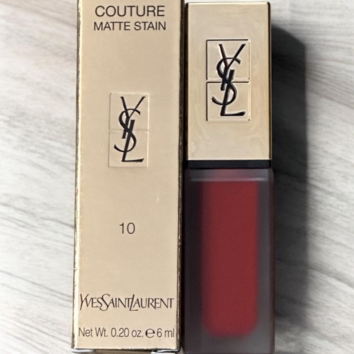 YSL Yves Saint Laurent Tatouage Couture Matte Lip Stain #10 Carmin Statement - Picture 1 of 8