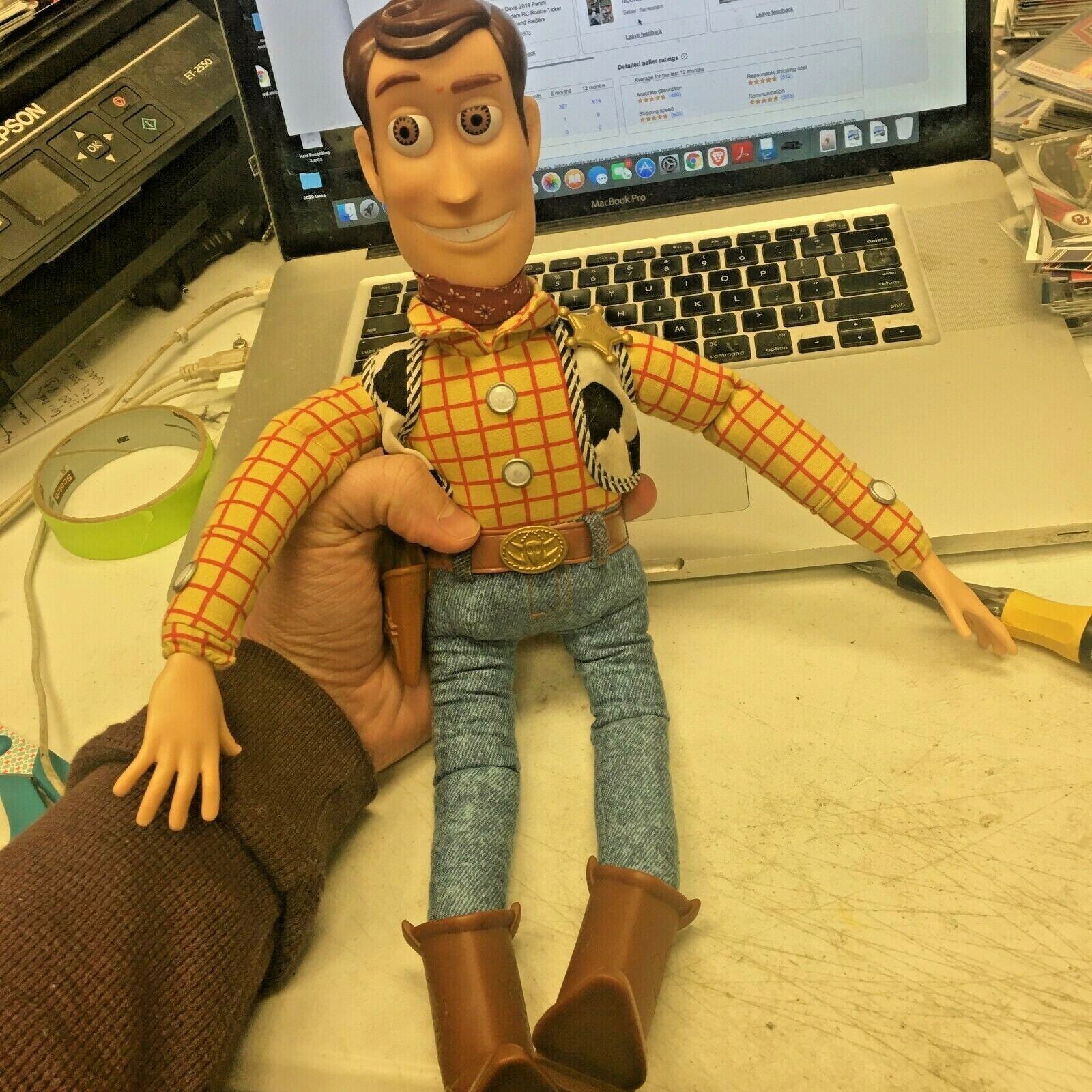 Disney Pixar Toy Story Pull String Talking Woody Doll Thinkway Toys 15" (NO HAT)