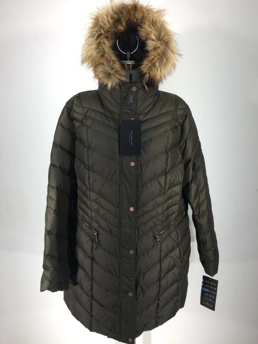 Marc new york chevron patterned clearance faux fur trimmed down jacket