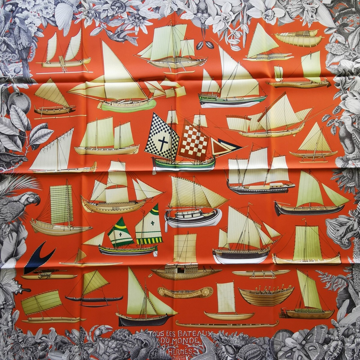 HERMES Tous Bateaux du Monde SILK SCARF Honore Sailing Boat HERMES Tous Bateaux du Monde SILK SCARF Honore Sailing Boat