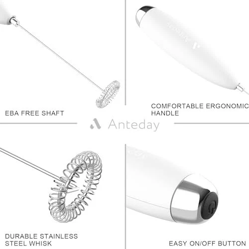 Milk Frother, Electric Whisk, Matcha Whisk, Upgraded Matcha Whisk Drink White