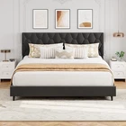 King Size Bed Frame with Headboard Heavy-Duty Platform Bed Frame Easy Assembly