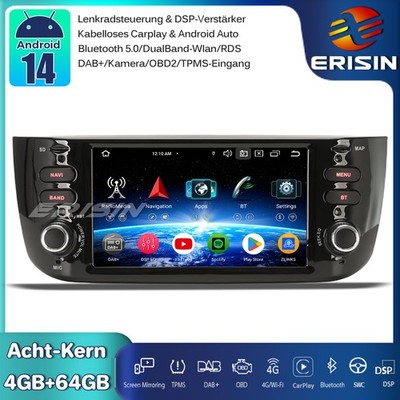 8-Kern DAB+Android 14 Autoradio GPS CarPlay DTV 64GB Für Fiat Grande Punto Linea