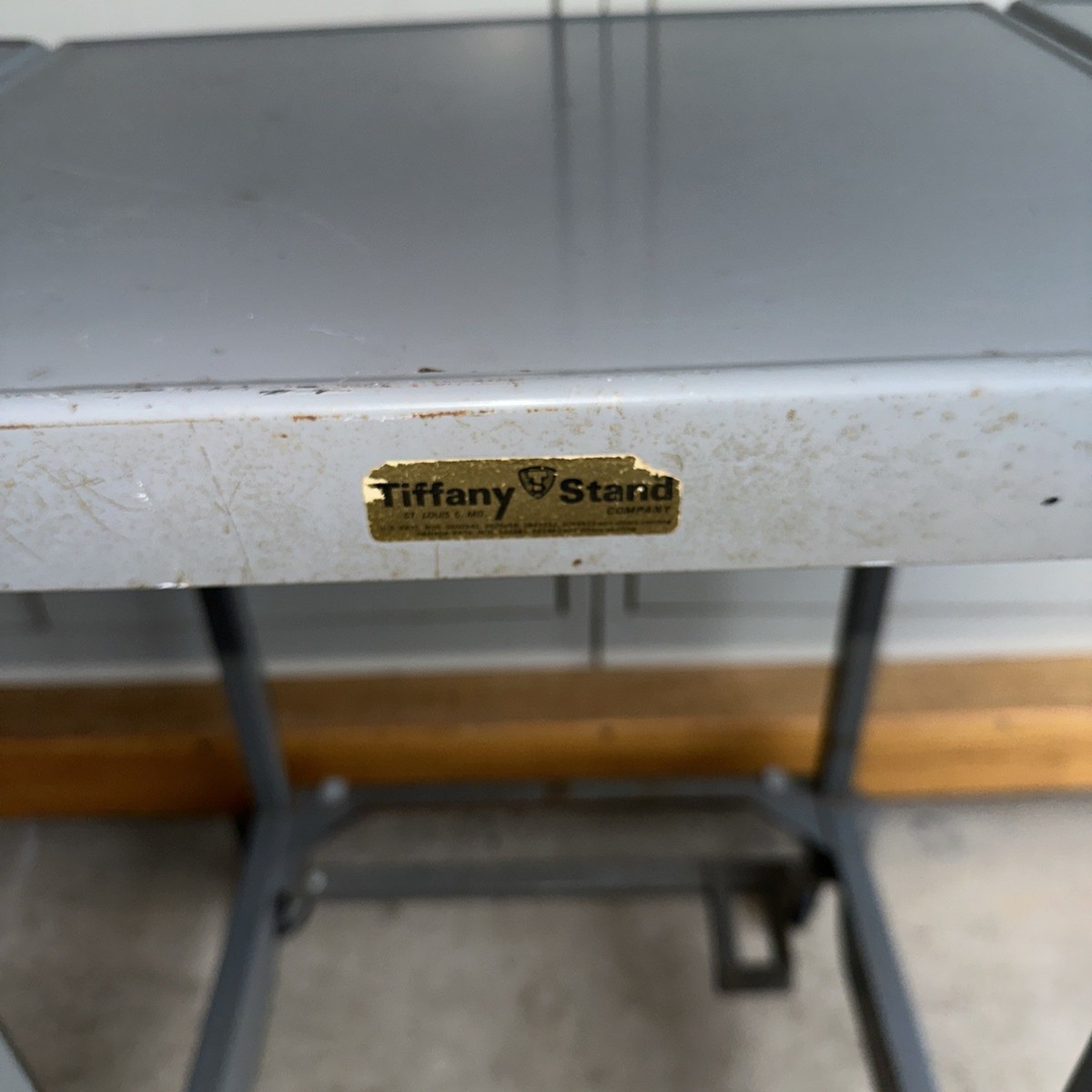 Vintage Gray Tiffany Stand Typewriter Metal Cart Table Desk on