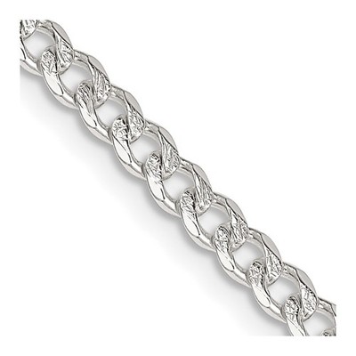 Sterling Silver 3.8mm Pav Curb Chain Necklace Mens Womens USA