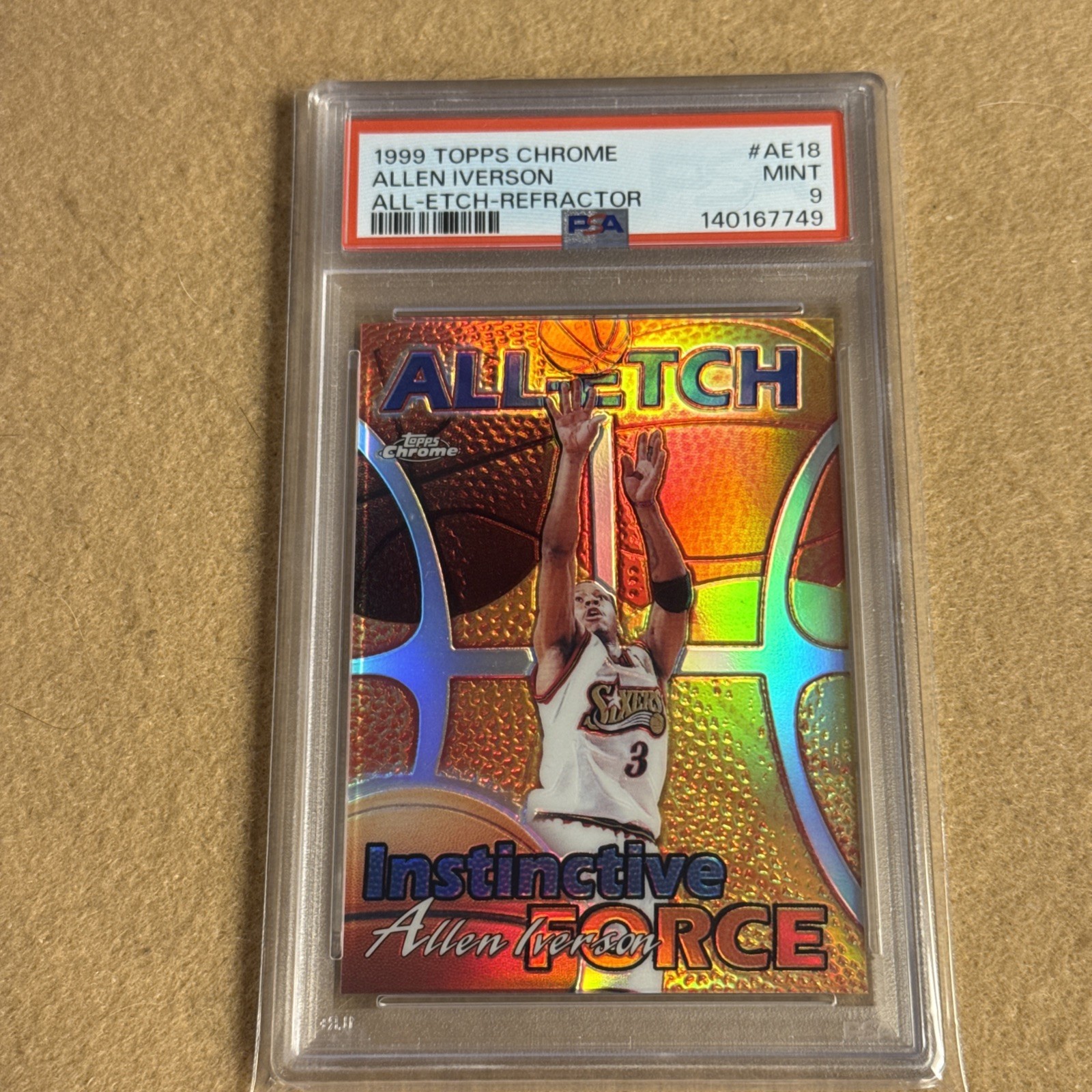 Allen Iverson 1999 Topps Chrome All-Etch Refractor #AE18 PSA 9 76ers HOF