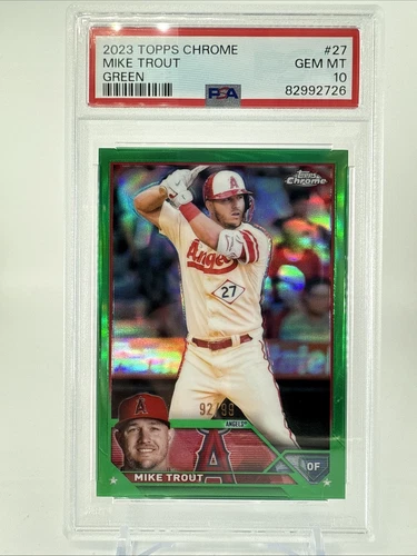 2023 Topps Chrome Mike Trout #27 Green Refractor /99 PSA 10 Angels