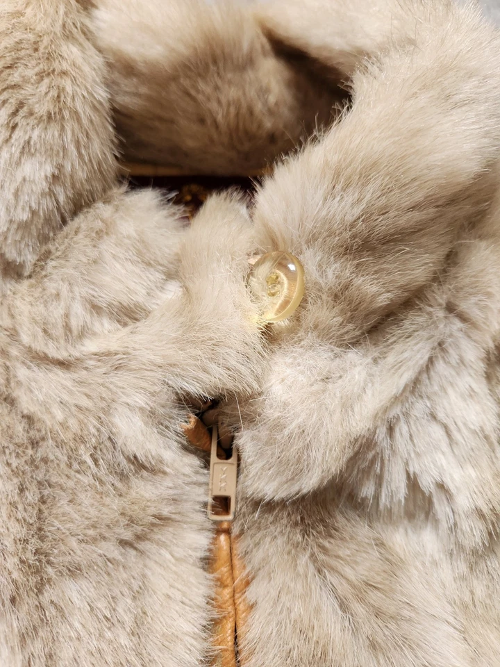 Abrigo Jordache De Colección Años 80 Beige Imitación Piel Cremallera Completa Disco Retro Bolsillos Forrado Talla 9/10 Foto 4 de 4