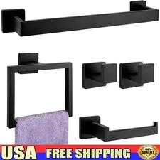 Premium Bathroom Towel Holder Set Stainless Steel Wall Mounted 5 Piece Kit New