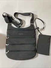 Baggallini Dark Gray Crossbody With 4 Zip Close Pockets And RFID Wallet 