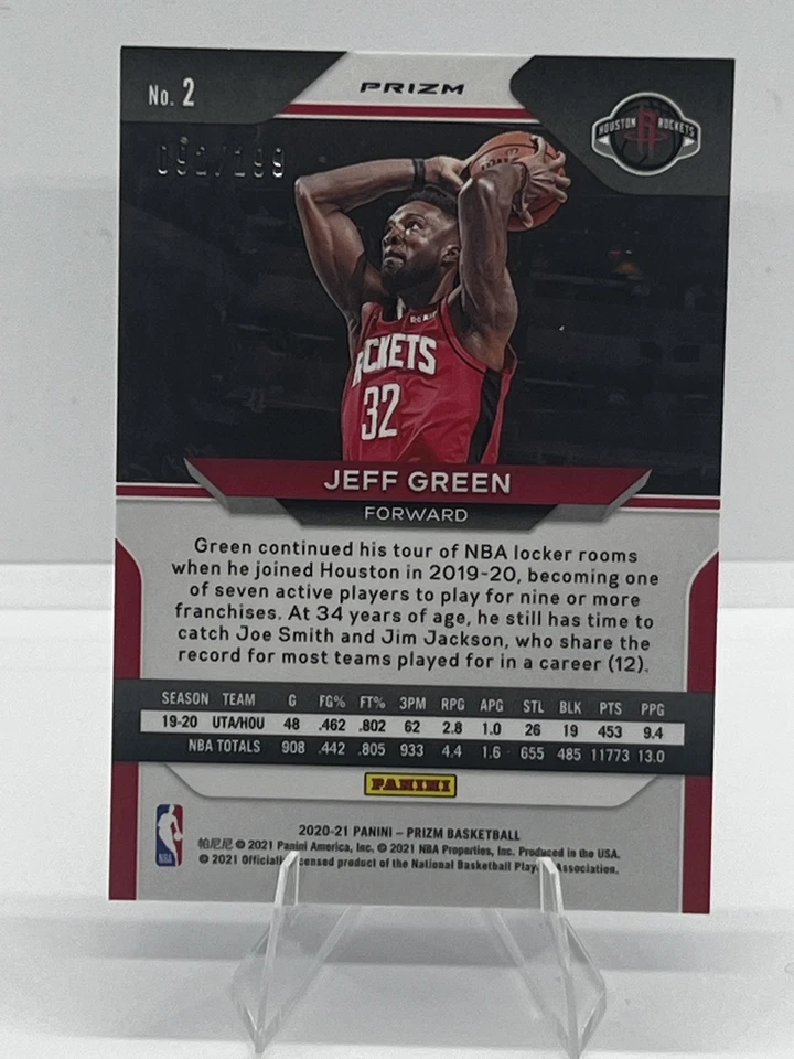 Jeff Green 2020-21 Panini Prizm Blue Prizm #2/199 Foto 2 de 3