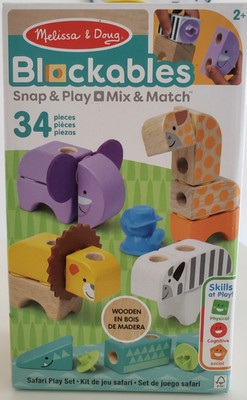 Melissa & Doug Blockables Safari Bauset Holzbausteine 34-tlg. ab 2 Jahre Lar-B11