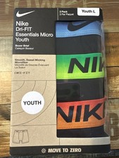 Nike Dri Fit Essential Micro Boys Youth Boxer Briefs Underwear Size Large 3-Pack