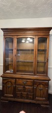 Vintage Oak China Hutch with Glass Door, Sideboard Storage