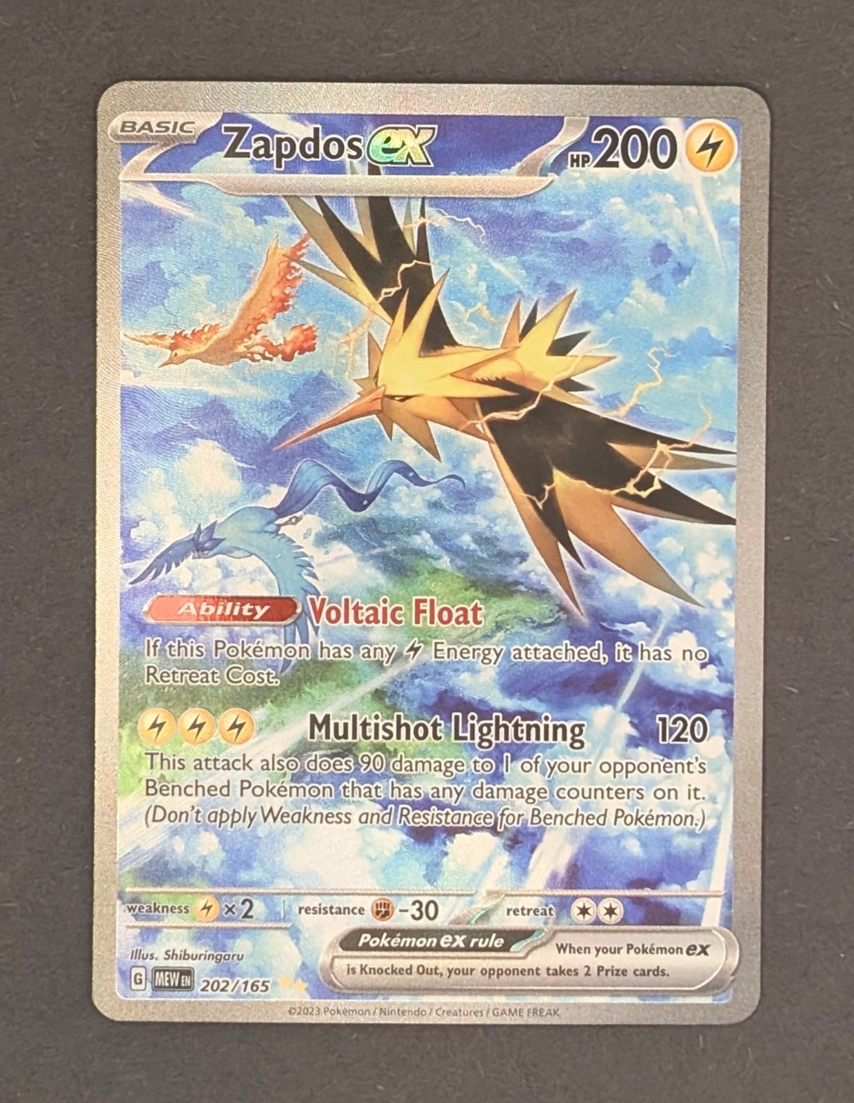 Zapdos ex 202/165 SIR Pokemon TCG SV: Scarlet & Violet 151 - Near mint