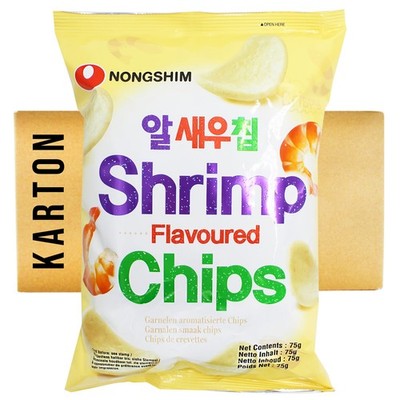 Nong Shim Shrimps Chips Geschmack Garnelen Chips Krupuk Kroepoek 20x75g