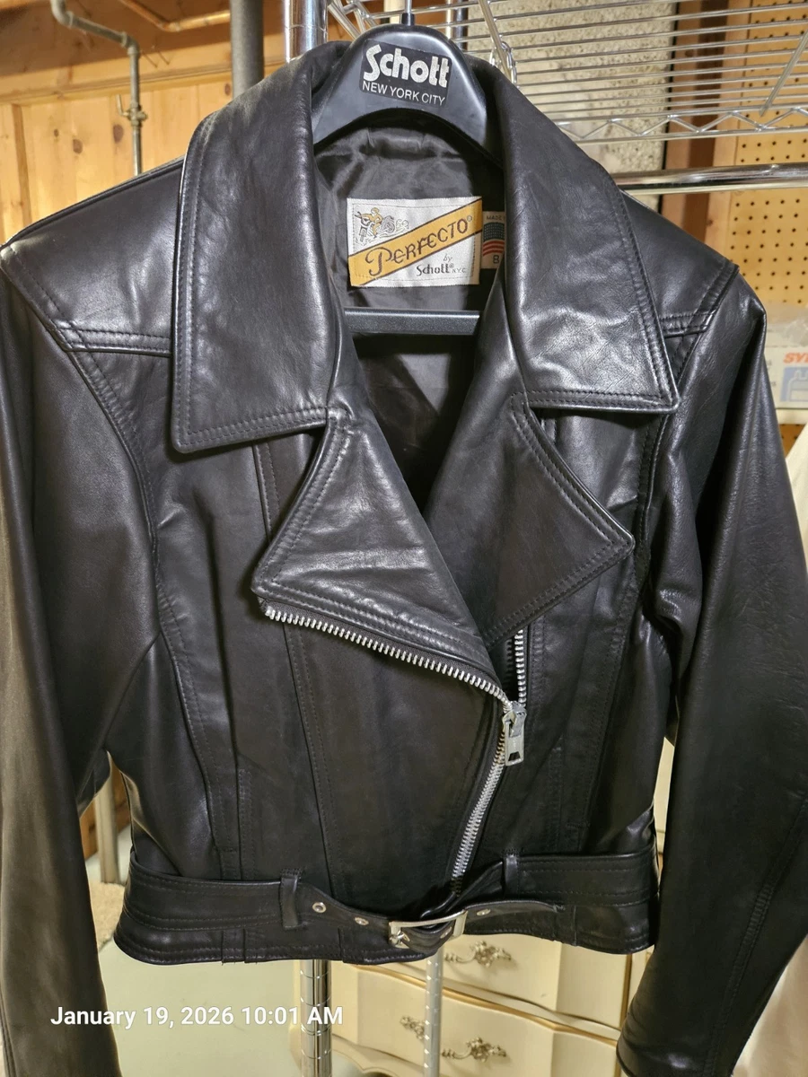 Veste En Cuir Moto Vintage Schott Perfecto Pour Femme Taille M - Années 70, Made In USA, Occasion Très Bon état