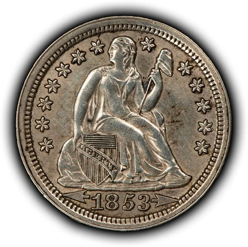 1853 10c Seated Liberty Silver Dime - Arrows - AU - SKU-Z6475