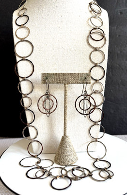 RLM Studio Robert Lee Morris Sterling Brass Copper Circle Chain Necklace Earring