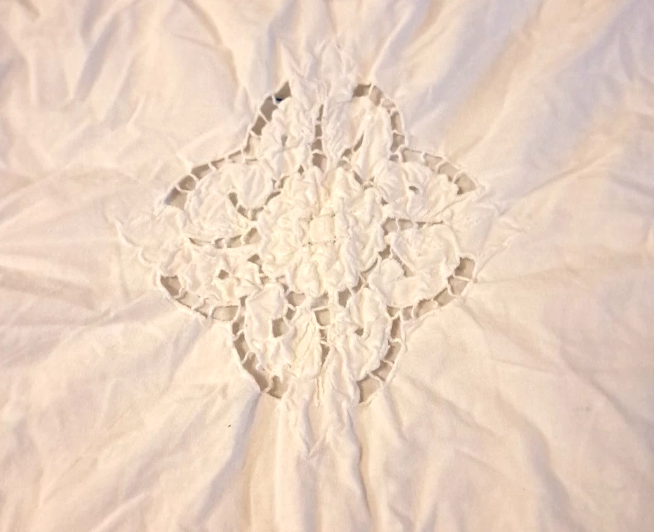 Edredón completo de encaje Madeira blanco recortes de algodón cierre de botones casa 87x80 Foto 3 de 4