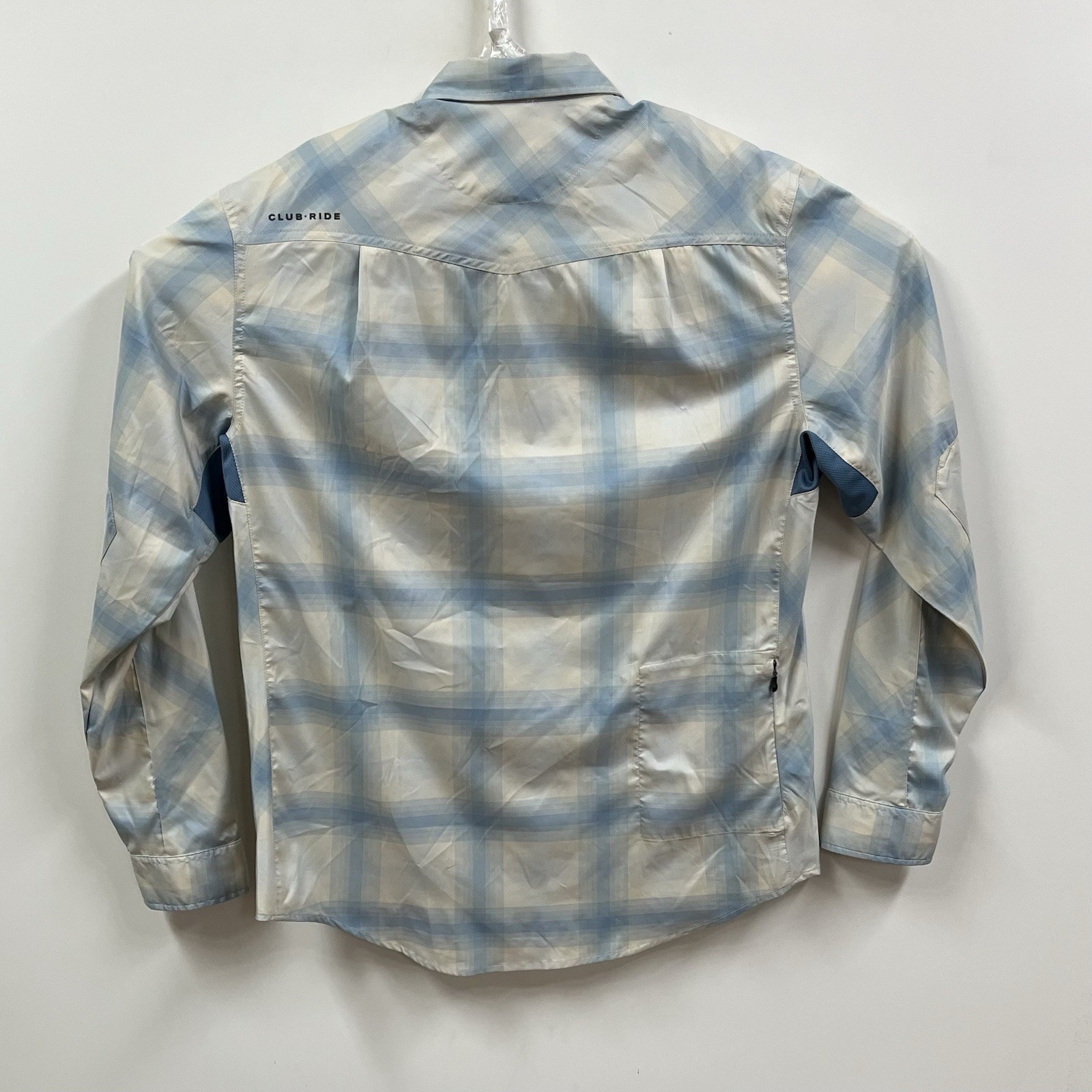 Club Ride Shirt Mens Large Plaid Club West Pearl Snap Cycling Bike MTB Vent
