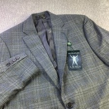 Lauren Ralph Lauren Mens Gray Blue Plaid Wool Blend Ultraflex Blazer 40R NWT