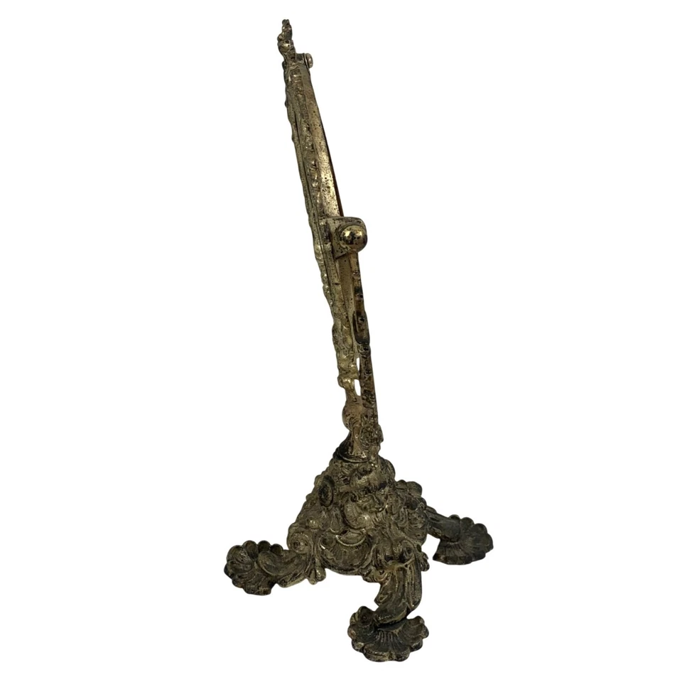 Espejo de tocador decorativo antiguo estilo francés ornamentado bronce soporte inclinable Foto 3 de 4