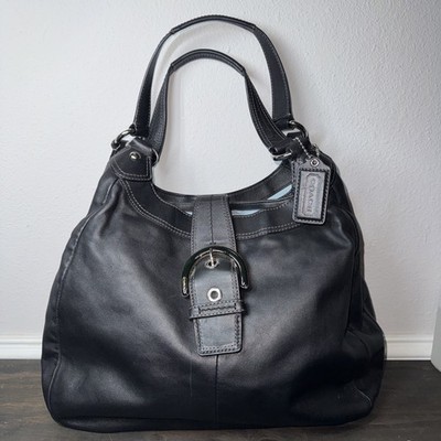 COACH Soho Lynn Leather Black Hobo Buckle Shoulder Bag F17092 | eBay