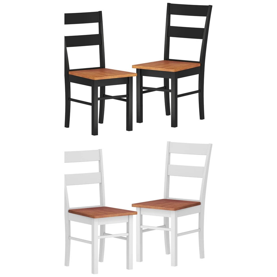 HOMCOM Farmhouse Armless Dining Chairs, Set of 2 with Open Back