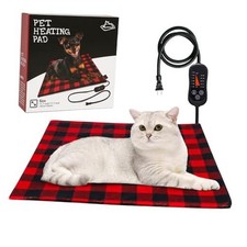 Pet Heating Pad, Adjustable Temperature Heated Cat Bed with Timer, 17.7"x17.7"
