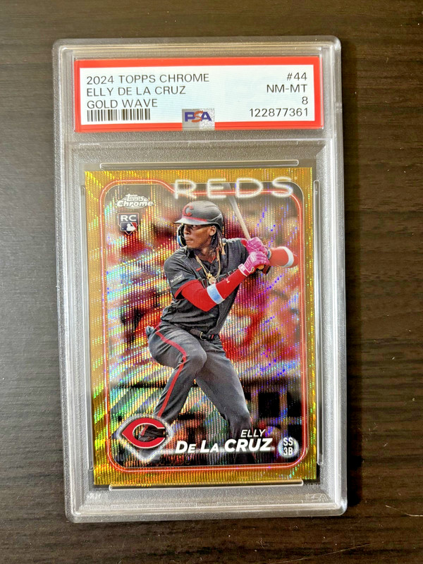 Elly De La Cruz 2024 Topps Chrome Rookie Gold Wave Refractor /50 PSA NM-MT RC SP