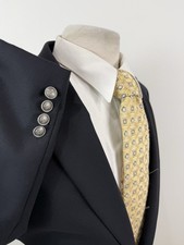 Stafford Men  s Black Birdseye Wool Sport Coat Blazer Jacket Metal Buttons 48 L