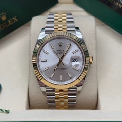 Rolex Datejust 41 NEW 2026 Silver Index Two Tone Yellow Gold Fluted Jubilee