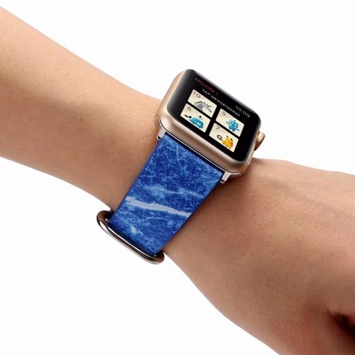 Marble Texture Leather Band Strap for Apple Watch 9 8 7 6 5 4 SE 40/44/41/45mm - Picture 20 of 30
