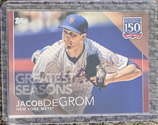 Topps 2019 150 Years Greatest Seasons Red #150-111 Jacob deGrom Mets 9/10