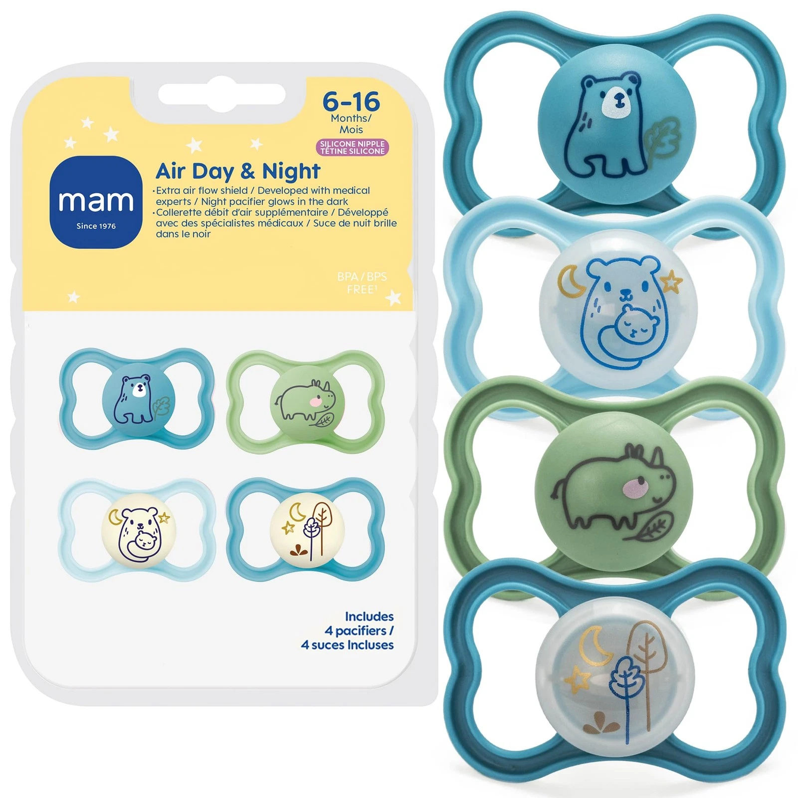 Pacifier for Babies 6-16 Months, Extra Flow for Sensitive Skin, Glows in The ...
Opens in a new wind