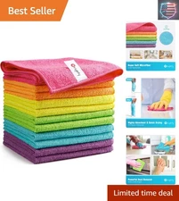 Pack of 12 Microfiber Cleaning Cloths - Lint Free & Highly Absorbent, 12x12