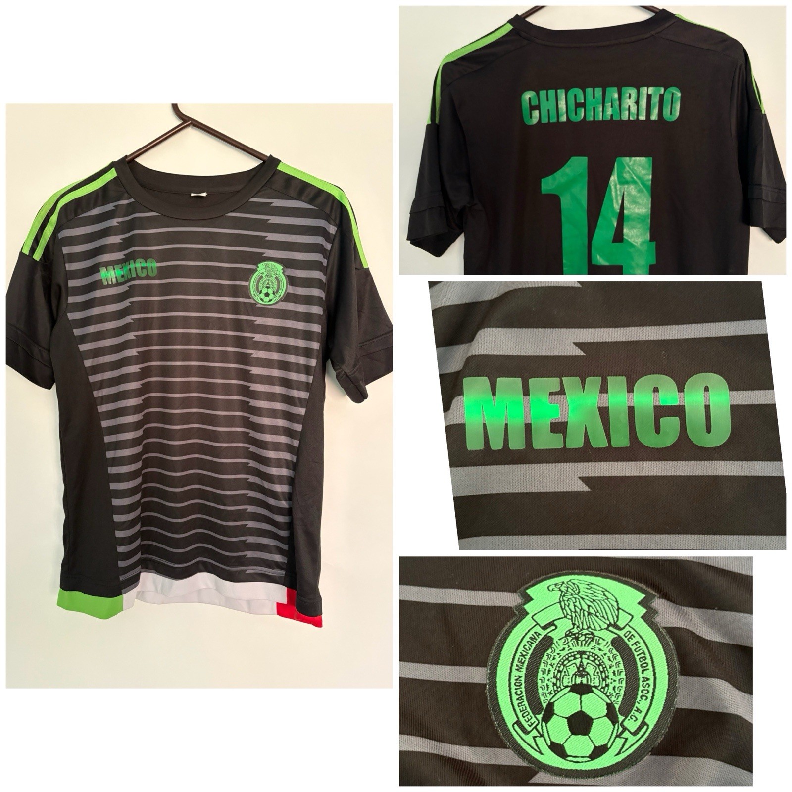 Seleccion Mexicana Futbol Chicharito Jersey Black Mexico Soccer Jersey Size S