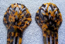 Pair Spanish art deco style hair comb acrylic faux tortoiseNO US IMPORT FEES