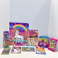 Vintage Lisa Frank Y2K Activity Lot Unicorn Folder Puzzle Stickers Stationery