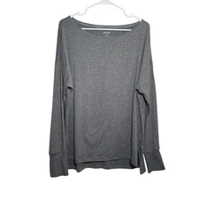 Nine West Active T-Shirt Women's Large Gray Dolman Long Sleeve Athletic Shirt